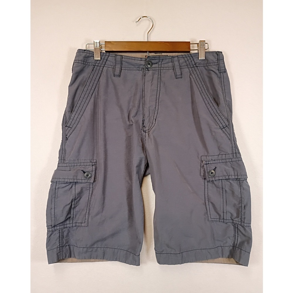Gorpcore Utility Wear First Mens 30 Grey Cotton Nylon Multi Pocket Cargo Shorts